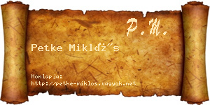 Petke Miklós névjegykártya